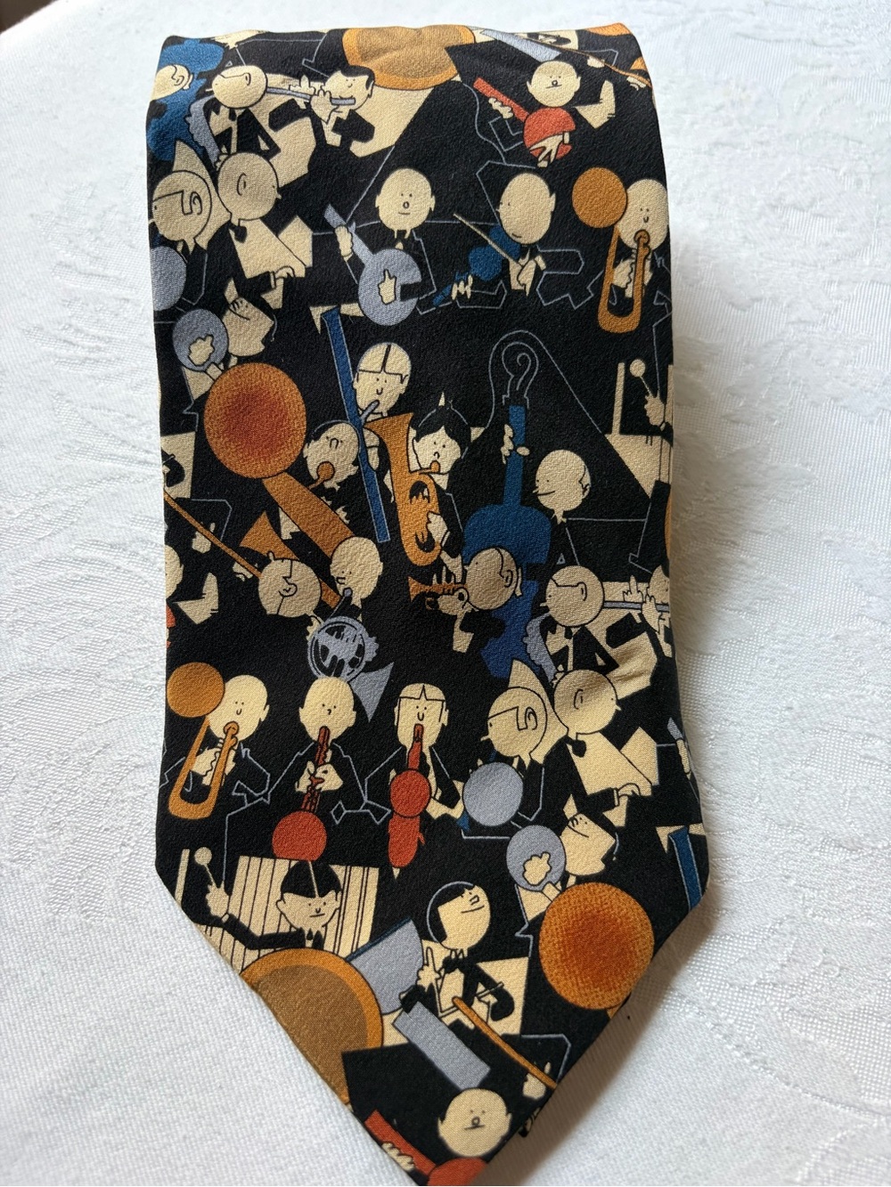 Men's Jazz Band Vintage Musical Pattern Silk Tie made in Italy
